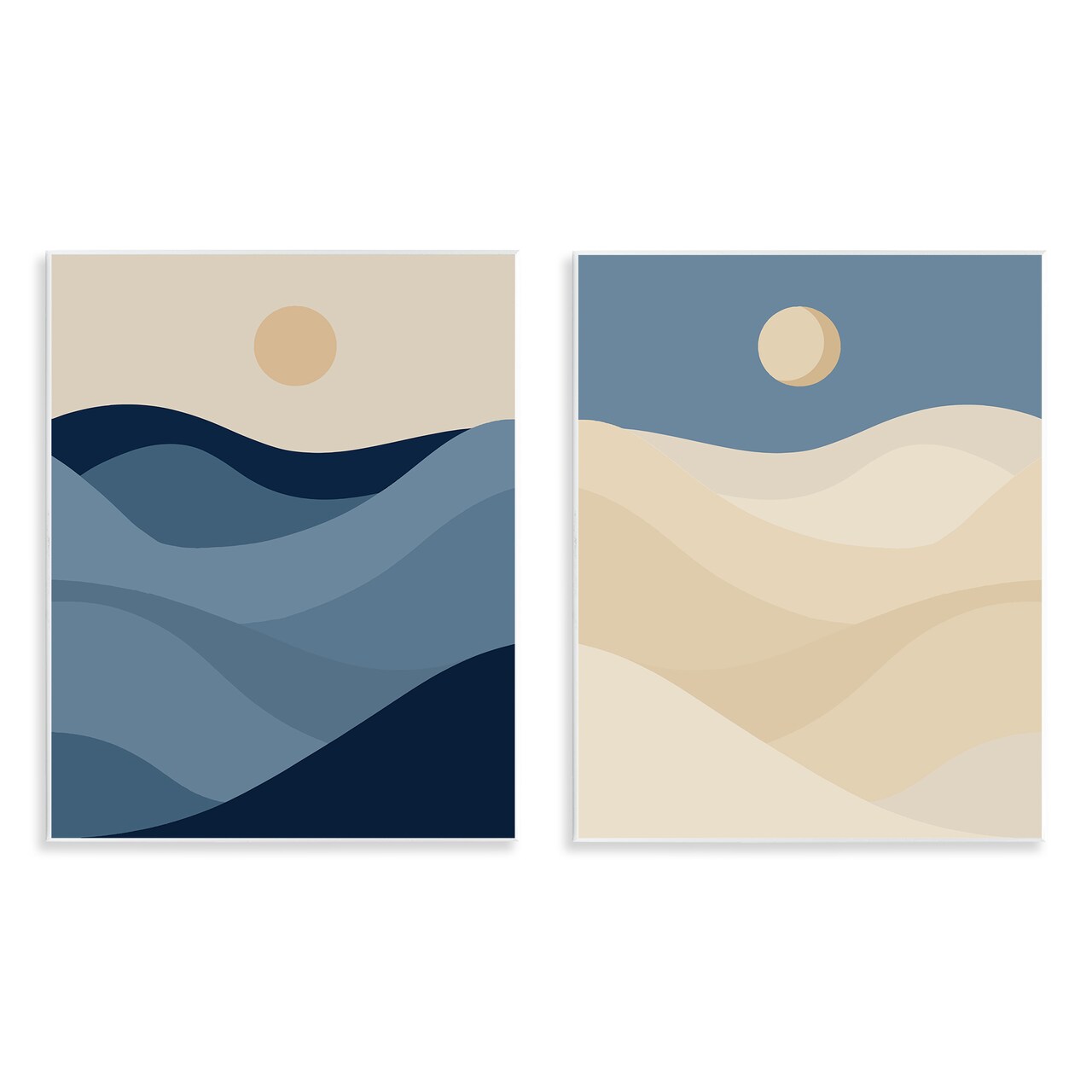 Stupell Industries Boho Waves & Dunes 2pc Wall Plaque Art Set Design by Daphne Polselli